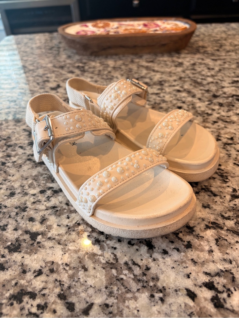 Kids size 12 Steve Madden Pearl-Detail Sandals